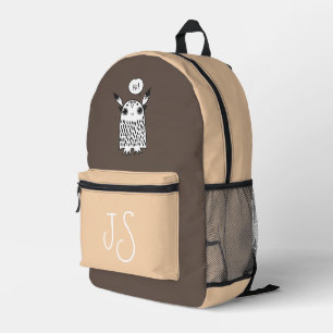 Schattige monster chocolade bruin monogram minimal bedrukte rugzak