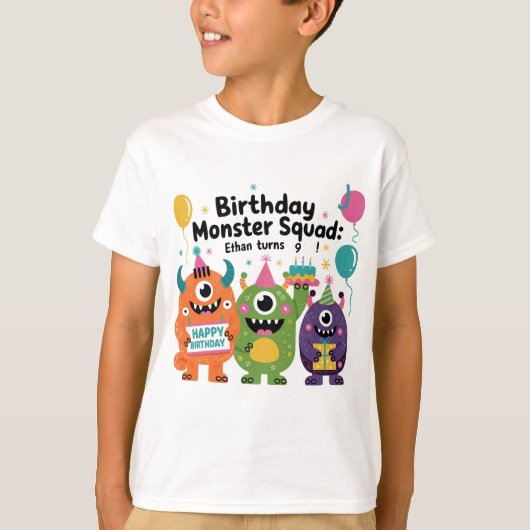 Schattige Monster Cool Kinderen Verjaardag T-shirt (Voorkant)