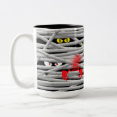 Schattige Monster Eyes Mummy Halloween Tweekleurige Koffiemok (Links)