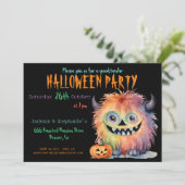 Schattige Monster Halloween feest Kaart (Staand voorkant)