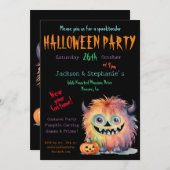 Schattige Monster Halloween Kostuumfeest Kaart (Voorkant / Achterkant)