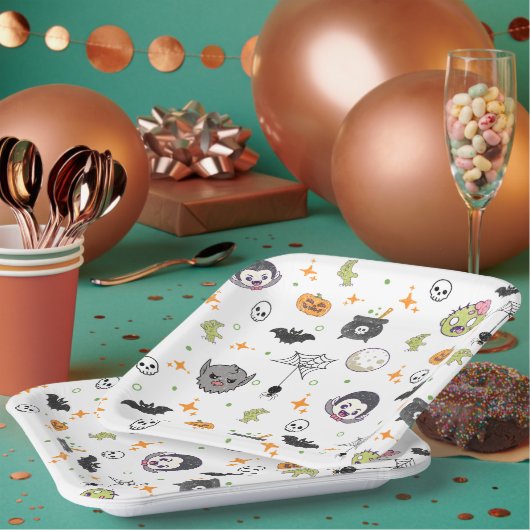 Schattige Monster Halloween Party Borden Papieren Bordje (Multi)