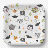Schattige Monster Halloween Party Borden Papieren Bordje (Voorkant)