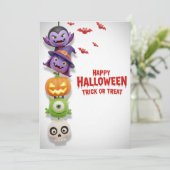 Schattige Monster & Halloween Uitnodiging (Staand voorkant)