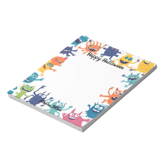 Schattige Monster Happy Halloween Notitieblok (Linkerzijde)