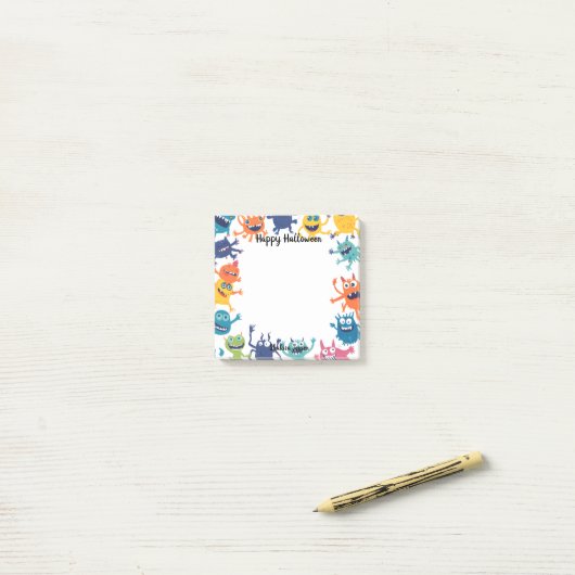 Schattige Monster Happy Halloween Post-it® Notes (Op bureau)