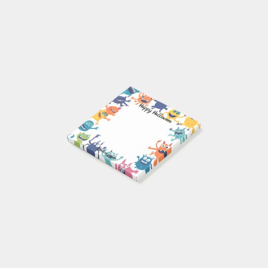 Schattige Monster Happy Halloween Post-it® Notes (Schuin)