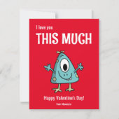 Schattige Monster Happy Valentine's Day Classroom Notitiekaartje (Voorkant)