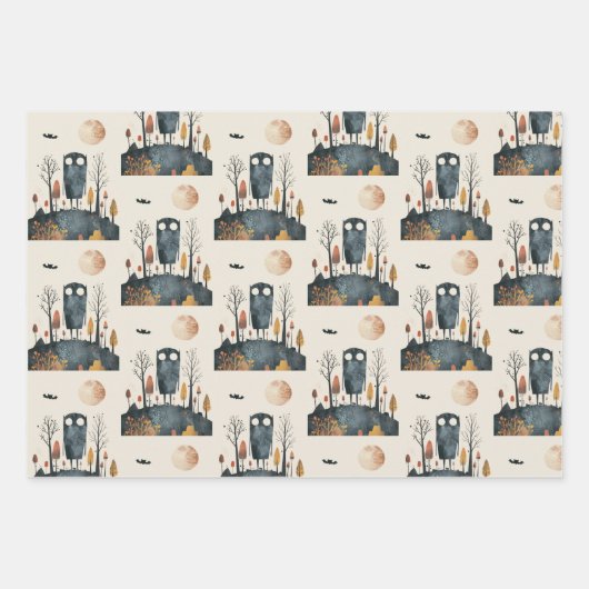 Schattige Monster herfst kleuren grillig Halloween Inpakpapier Vel (Voorkant 3)