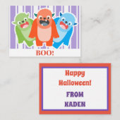 Schattige Monster Kids Halloween Notitiekaartje (Voorkant / Achterkant)