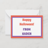 Schattige Monster Kids Halloween Notitiekaartje (Achterkant)