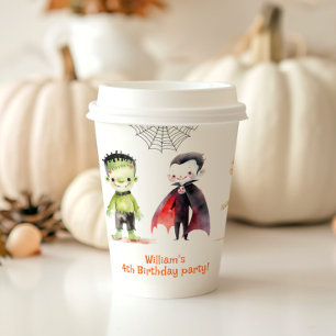 Schattige Monster Kostuumfeest Halloween Papieren Bekers