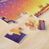 Schattige monster onder een Volle Maan Halloween Legpuzzel (Zijkant)