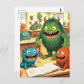 Schattige Monster School Briefkaart (Voorkant / Achterkant)