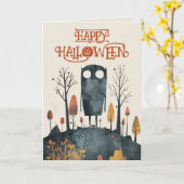 Schattige Monster Spooky Herfst Scenery Happy Hall Kaart (Gele Bloem)