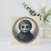 Schattige Monster Spooky Horror Antiek illustratie Kaart (Staand voorkant)
