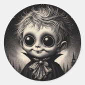 Schattige Monster Spooky Horror Antiek illustratie Ronde Sticker (Voorkant)