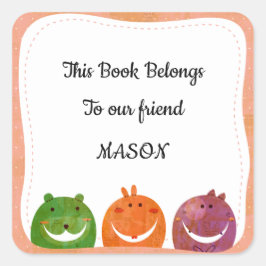 Schattige monster toevoegen jouw naam sjabloon Boo Vierkante Sticker