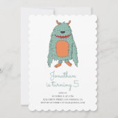 Schattige monster. Uitnodiging voor verjaardagsfee (Voorkant)