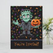 Schattige monster van Frankenstein met vleermuizen Feestdagenkaart (Staand voorkant)