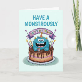 Schattige Monster Verjaardag Kaart