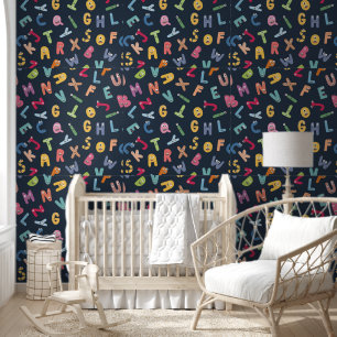 Schattige monsteralfabet behang