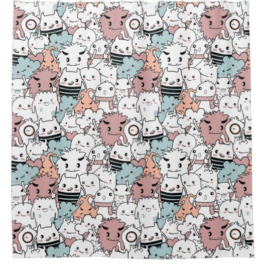 Schattige Monsters Shower Curtain Douchegordijn (Voorkant)