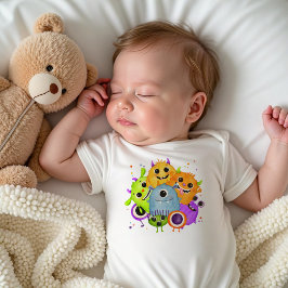 Schattige Monsters Waterverf Baby Bodysuit | Grapp