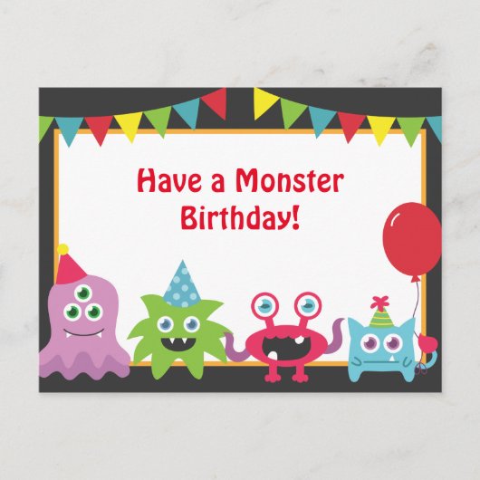 Schattige monstertje Happy Birthday Briefkaart (Voorkant)