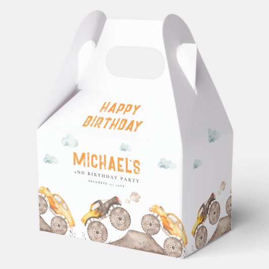 Schattige monstertrucks gunstbox bedankdoosjes (Voorkant)