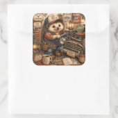 Schattige monteur egel rustige garage vierkante sticker (Tas)