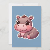 Schattige Moo Deng Baby Hippo Feestdagenkaart (Voorkant)