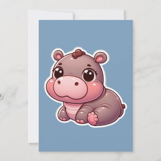 Schattige Moo Deng Baby Hippo Feestdagenkaart (Voorkant)