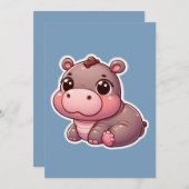 Schattige Moo Deng Baby Hippo Feestdagenkaart (Voorkant / Achterkant)