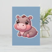 Schattige Moo Deng Baby Hippo Feestdagenkaart (Staand voorkant)