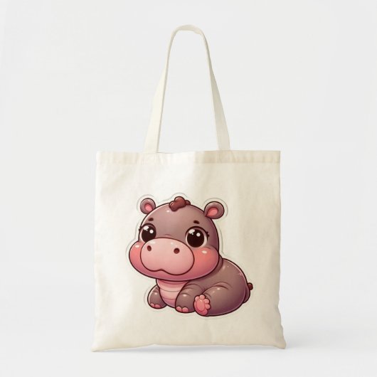 Schattige Moo Deng Baby Hippo Tote Bag (Voorkant)