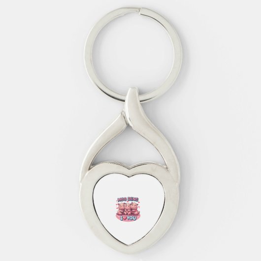 Schattige Moo-Deng Baby Pigmy Hippo Design Long SL Sleutelhanger (Voorkant)