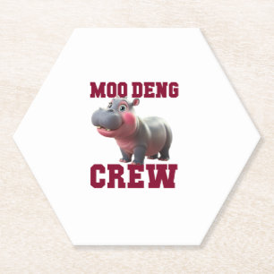 Schattige MOO DENG CREW Baby Hippo Squad Lunch Lad Kartonnen Onderzetters