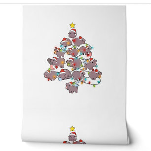 Schattige Moo Deng Kerstboom Grappige Baby Dwergni Behang