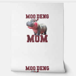 Schattige MOO DENG MOM Baby Hippo Mama Dabbing Pri Behang