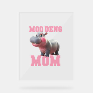 Schattige MOO DENG MOM Baby Hippo Mama Schattigee Acryl Bord