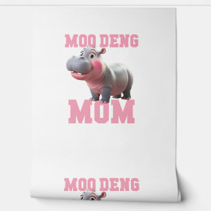 Schattige MOO DENG MOM Baby Hippo Mama Schattigee  Behang