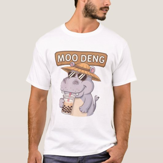 Schattige Moo-Deng-ontwerp voor Pygmy Hippo T-shirt (Voorkant)