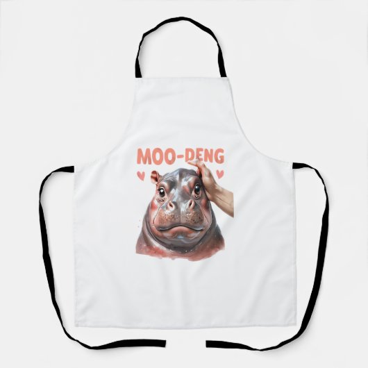 Schattige Moo Deng T-shirt Schort (Voorkant)