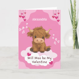 Schattige Moo Hoogland Koe Valentijn Feestdagen Kaart