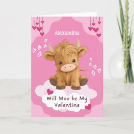 Schattige Moo Hoogland Koe Valentijn Feestdagen Kaart