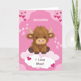 Schattige Moo Hoogland Koe Valentijn Feestdagen Kaart