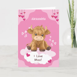 Schattige Moo Hoogland Koe Valentijn Feestdagen Kaart