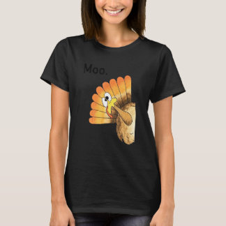 Schattige Moo Kalkoen Kip Mannen Vrouwen Thanksgiv T-shirt