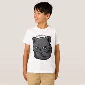 Schattige Moody Grey Kat Cartoon T-shirt (Voorkant volledig)